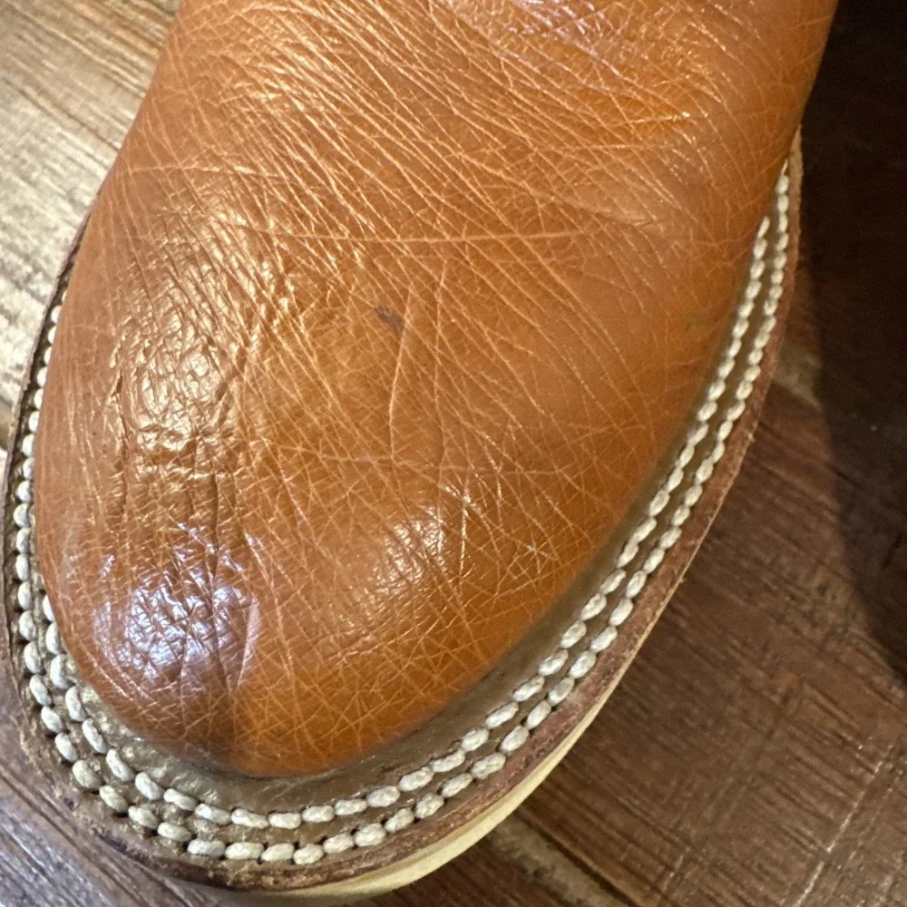 Vintage Ammons Western Roper Boots Brown Handcraft Leather Crepe Sole Men's 6.5*